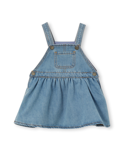 Cotton On Baby Girls Lara Denim Pinafore Dress In Byron Mid Blue
