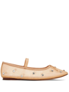 Loeffler Randall Leonie Crystal-embellished Tulle Ballet Flats In Neutrals