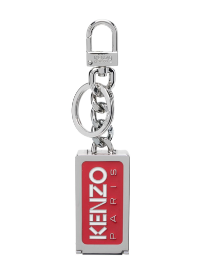 Kenzo Logo-print Metal Keyring In Silver