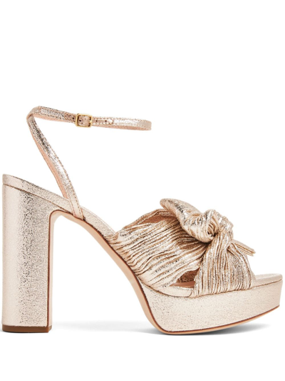 Loeffler Randall Natalia 115mm Plissé-lamé Sandals In Neutrals