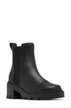 Sorel Joan Now Leather Chelsea Ankle Boots In Black/black