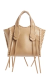 Chloé Mony Whipstitched Leather Tote In Brown