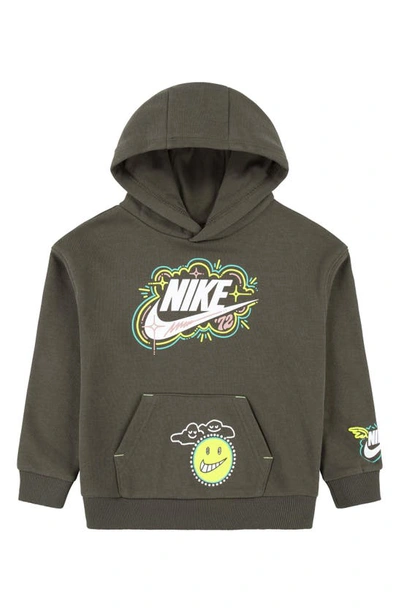 Nike Sportswear "art Of Play" French Terry Pullover Little Kids Hoodie In Brown