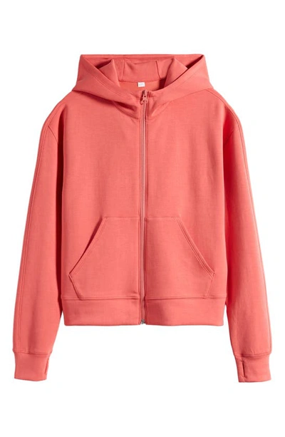 Zella Girl Kids' Intention Boxy Zip-up Hoodie In Coral Sunkiss