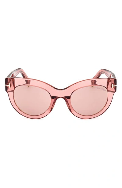 Tom Ford Lucilla 51mm Gradient Cat Eye Sunglasses In Ink / Pink / Violet