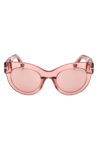 Tom Ford Lucilla 51mm Gradient Cat Eye Sunglasses In Shiny Rose / Pink Gold