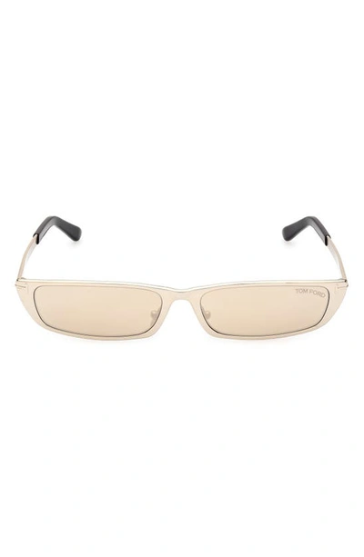 Tom Ford Everett 59mm Square Sunglasses In Shiny Pale Gold / Brown Ivory