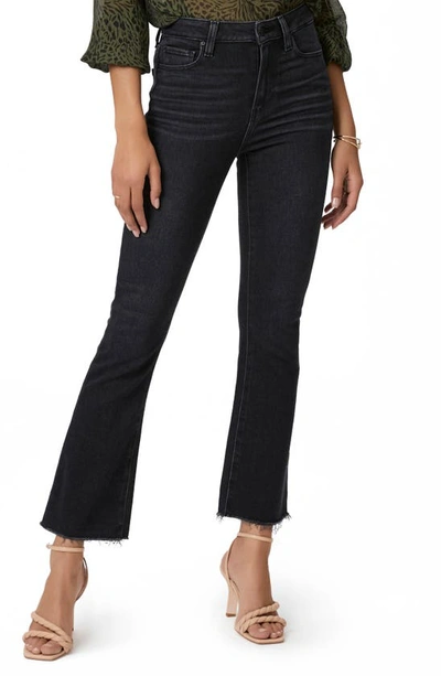 Paige Claudine Raw Hem Flare Jeans In Black Lotus