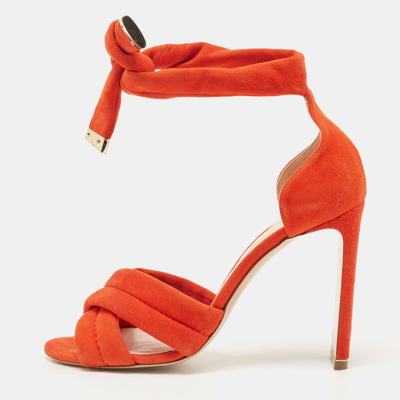 Pre-owned Nicholas Kirkwood Orange Suede Ziggy Sandals Size 37.5