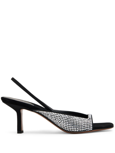 Neous Kamui Jewel Sling-back Kitten Heel Sandals In Schwarz