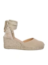 Castaã±er Carina Womens Metallic Espadrille Wedge Sandals In Beige