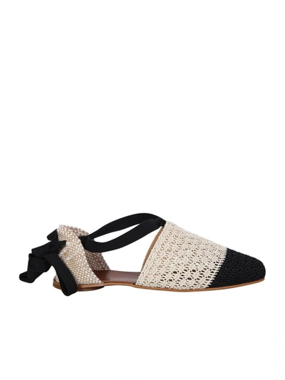 Castaã±er Neutral And Black Gretel Woven Espadrilles