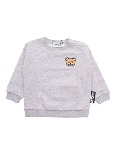 Moschino Kid Babies' Teddy Sweatshirt In Gray