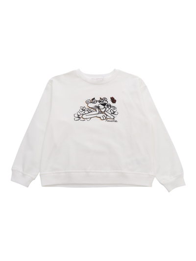 Monnalisa Girls Ivory Pink Panther Cotton Sweatshirt In White