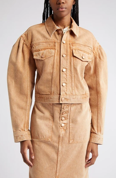 Ulla Johnson Cosette Distressed Cotton Denim Jacket In Brown