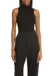 Proenza Schouler Matte Viscose Knit Ribbed Top In Black