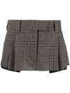 Miu Miu Prince Of Wales Checked Miniskirt In Brown