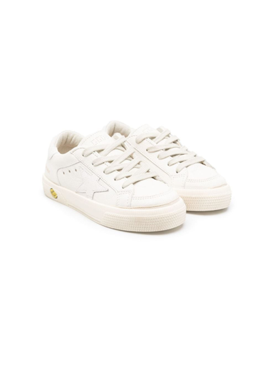 Golden Goose Kids' May Nappa Upper Suede Star And Heel In Optic White