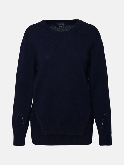 Apc Blue Wool Lucy Sweater In Navy