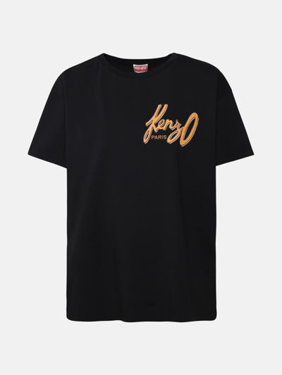 Kenzo Kids' T-shirt Fiore Scritte In Black