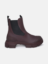 GANNI CITY BURGUNDY RUBBER ANKLE BOOTS