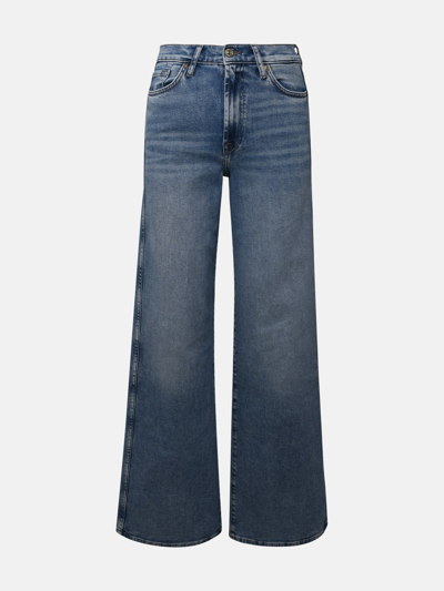 7 For All Mankind Blue Cotton Jeans In Light Blue