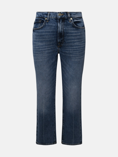 7 For All Mankind Blue Cotton Jeans In Light Blue