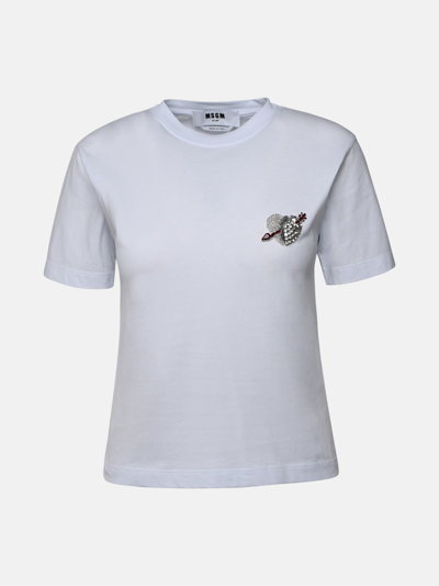 Msgm T-shirt Mini Logo Cuore In White