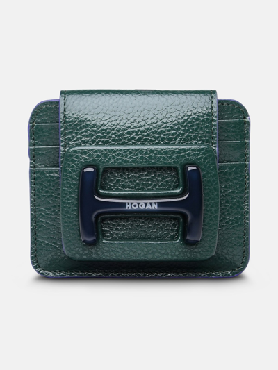 Hogan Plexi Card Holder In Green Leather