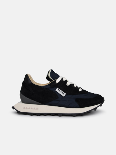 Run Of Two-tone Suede Blend Sneakers In Black