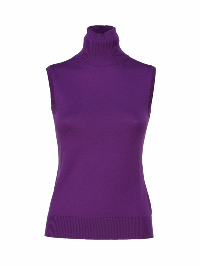 Sportmax High Neck Sleeveless Sweater In Purple