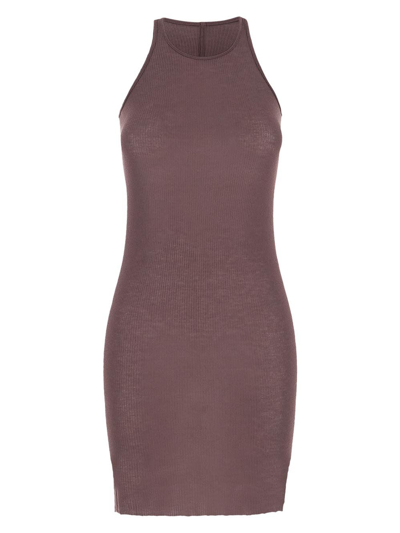 Rick Owens Sheer Ribbed Sleeveless Tank Dress In Purple