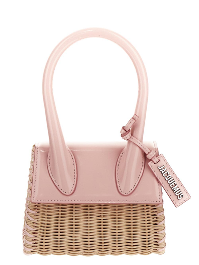 Jacquemus Le Chiquito Moyen Osier Top Handle Bag In Pink
