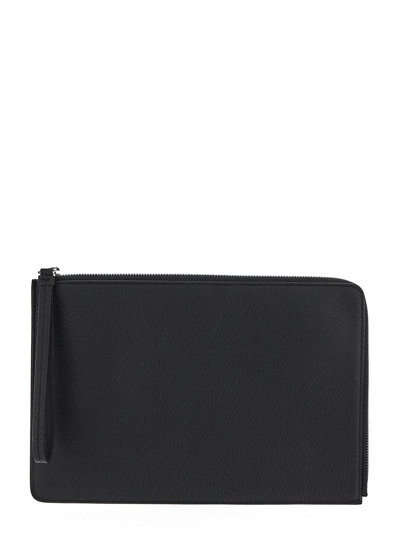 Maison Margiela Stitching Logo Clutch Bag In Black