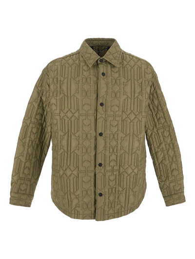 Palm Angels All Monogram Quiltedover Shirt In Green