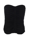 Saint Laurent Sleeveless Draped Cropped Top In Black