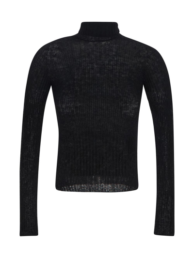 Saint Laurent Cashmere Ribbed Turtleneck Jumper In Black