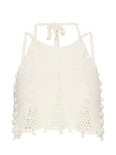 Remain Crochet Halterneck Top In White