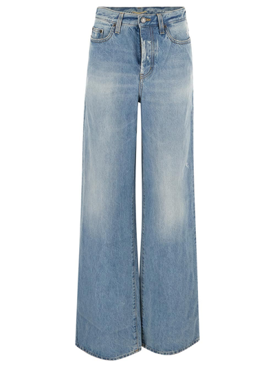 Saint Laurent Wide-leg Jeans In Blue