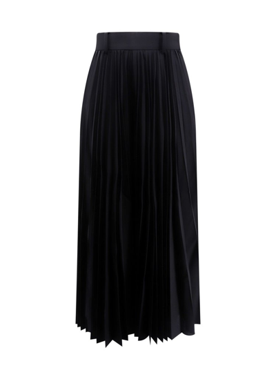 Sacai Pleated A-line Maxi Skirt In Black