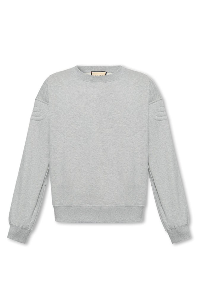 Gucci Logo Printed Crewneck Sweatshirt In Grey