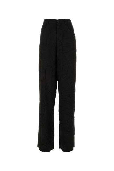 Balenciaga Crinkled Effect Baggy Trousers In Black