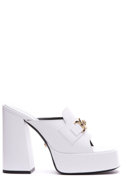 Versace Medusa Plaque Platform Mules In White