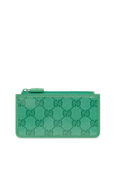Gucci Gg Embellished Card Holder In Green