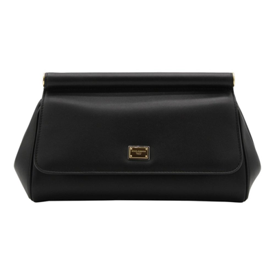 Dolce & Gabbana Sicily Logo Plaque Handbag In Black