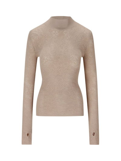 Fendi Floral Embroidered Jumper In Beige