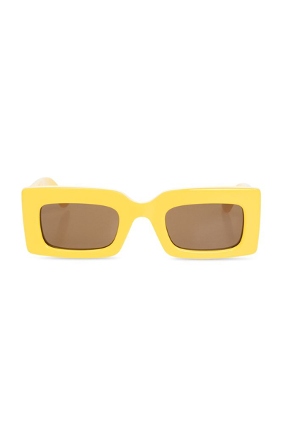 Alexander Mcqueen Logo雕刻长方形镜框太阳眼镜 In Yellow