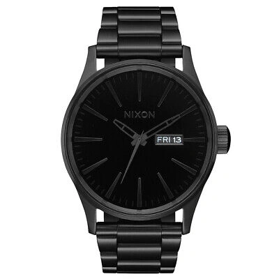 Pre-owned Nixon A356 1147-00 Sentry Ss 42mm (all Bk/bk) Stainless Steel Analog Watch