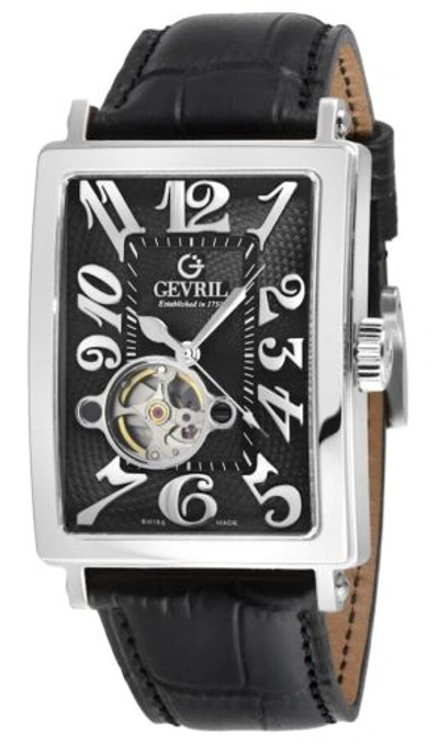 Pre-owned Gevril Men's 5071-2 Avenue Of America Intravedere Swiss Automatic Black Watch