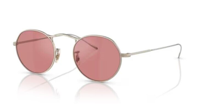 Pre-owned Oliver Peoples 0ov1220s M-4 30th 50353e Gold/magenta Round 49mm Men's Sunglasses In Purple